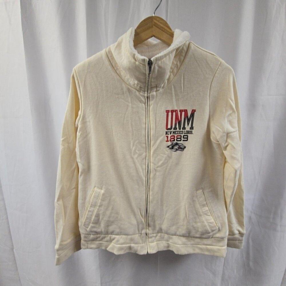 New Mexico Lobos Jacket Womens Medium White NCAA Gear For Sports Sherpa Full Zip